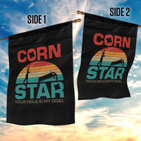 Inappropriate Cornhole Garden Flag Retro Funny Adult Humor Cornstar Your Hole Is My Goal