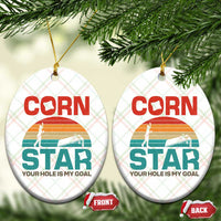 Inappropriate Cornhole Ceramic Ornament Retro Funny Adult Humor Cornstar Your Hole Is My Goal