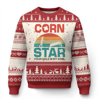 Inappropriate Cornhole Ugly Christmas Sweater Retro Funny Adult Humor Cornstar Your Hole Is My Goal
