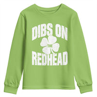 Funny Irish St Patricks Day Shamrock Dibs On The Redhead Youth Sweatshirt