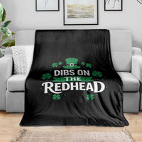 Funny Irish St Patricks Day Dibs On The Redhead Throw Blanket Lucky Shamrock Clovers