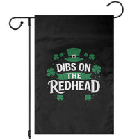 Funny Irish St Patricks Day Dibs On The Redhead Garden Flag Lucky Shamrock Clovers
