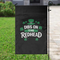 Funny Irish St Patricks Day Dibs On The Redhead Garden Flag Lucky Shamrock Clovers