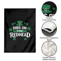 Funny Irish St Patricks Day Dibs On The Redhead Garden Flag Lucky Shamrock Clovers