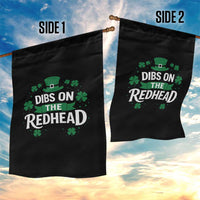 Funny Irish St Patricks Day Dibs On The Redhead Garden Flag Lucky Shamrock Clovers