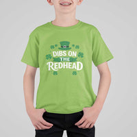 Funny Irish St Patricks Day Dibs On The Redhead T Shirt For Kid Lucky Shamrock Clovers