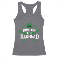Funny Irish St Patricks Day Dibs On The Redhead Racerback Tank Top Lucky Shamrock Clovers