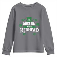 Funny Irish St Patricks Day Dibs On The Redhead Youth Sweatshirt Lucky Shamrock Clovers