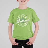 Funny Irish St Patricks Day Dibs On The Redhead T Shirt For Kid Retro Lucky Shamrock