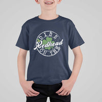 Funny Irish St Patricks Day Dibs On The Redhead T Shirt For Kid Retro Lucky Shamrock