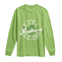 Funny Irish St Patricks Day Dibs On The Redhead Long Sleeve Shirt Retro Lucky Shamrock