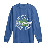 Funny Irish St Patricks Day Dibs On The Redhead Long Sleeve Shirt Retro Lucky Shamrock