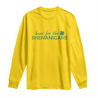 Funny Irish St Patricks Day Long Sleeve Shirt Here For The Shenanigan Shamrock