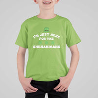 Funny Irish St Patricks Day T Shirt For Kid I'm Just Here For The Shenanigans Shamrock