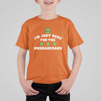 Funny Irish St Patricks Day T Shirt For Kid I'm Just Here For The Shenanigans Shamrock