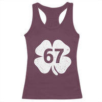 Funny Irish St Patricks Day Shamrock 67 Racerback Tank Top Six Seven 6 7 Meme Gen Alpha Slang