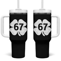 Funny Irish St Patricks Day Shamrock 67 Tumbler With Handle Six Seven 6 7 Meme Gen Alpha Slang