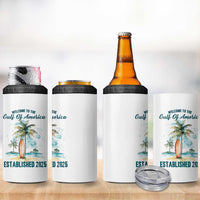 Welcome To America's Gulf 4 in 1 Can Cooler Tumbler Established 2025 Retro Vintage Beach