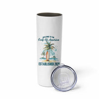 Welcome To America's Gulf Skinny Tumbler Established 2025 Retro Vintage Beach