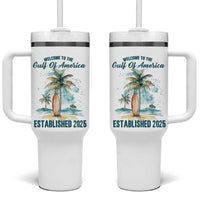 Welcome To America's Gulf Tumbler With Handle Established 2025 Retro Vintage Beach