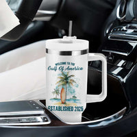 Welcome To America's Gulf Tumbler With Handle Established 2025 Retro Vintage Beach