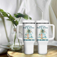Welcome To America's Gulf Tumbler With Handle Established 2025 Retro Vintage Beach