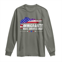 Immigrants Make America Great Long Sleeve Shirt American Flag Pro Immigration