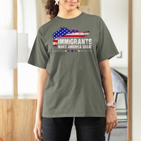 Immigrants Make America Great T Shirt For Women American Flag Pro Immigration