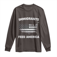 Immigrants Feed America Long Sleeve Shirt Grunge US Flag