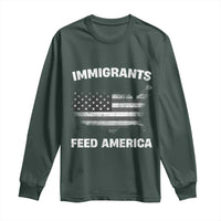 Immigrants Feed America Long Sleeve Shirt Grunge US Flag
