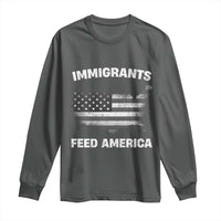 Immigrants Feed America Long Sleeve Shirt Grunge US Flag