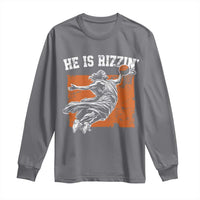 He is Rizzin Long Sleeve Shirt Funny Jesus Playing Basketball Vintage Faith - Wonder Print Shop