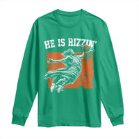 He is Rizzin Long Sleeve Shirt Funny Jesus Playing Basketball Vintage Faith - Wonder Print Shop