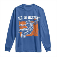 He is Rizzin Long Sleeve Shirt Funny Jesus Playing Basketball Vintage Faith - Wonder Print Shop