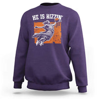 He is Rizzin Sweatshirt Funny Jesus Playing Basketball Vintage Faith - Wonder Print Shop