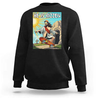 He is Rizzen Sweatshirt Funny Jesus Skateboarding Christian Meme - Wonder Print Shop