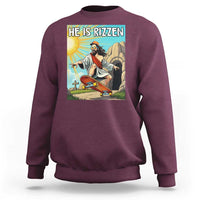 He is Rizzen Sweatshirt Funny Jesus Skateboarding Christian Meme - Wonder Print Shop