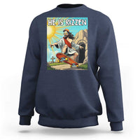 He is Rizzen Sweatshirt Funny Jesus Skateboarding Christian Meme - Wonder Print Shop
