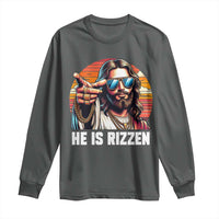 He is Rizzin Long Sleeve Shirt Funny Jesus Vintage Faith - Wonder Print Shop