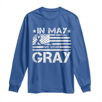 Brain Cancer Awareness Long Sleeve Shirt In May We Wear Gray US Flag