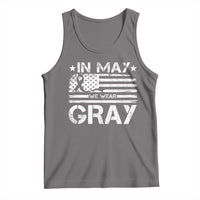 Brain Cancer Awareness Tank Top In May We Wear Gray US Flag