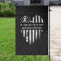 Brain Cancer Awareness Garden Flag In May We Wear Gray American Flag Heart