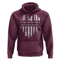 Brain Cancer Awareness Hoodie In May We Wear Gray American Flag Heart