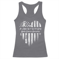 Brain Cancer Awareness Racerback Tank Top In May We Wear Gray American Flag Heart