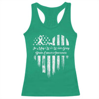 Brain Cancer Awareness Racerback Tank Top In May We Wear Gray American Flag Heart