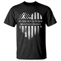 Brain Cancer Awareness T Shirt In May We Wear Gray American Flag Heart