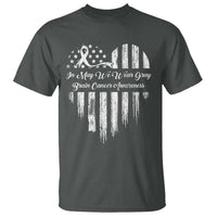 Brain Cancer Awareness T Shirt In May We Wear Gray American Flag Heart