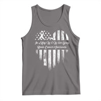Brain Cancer Awareness Tank Top In May We Wear Gray American Flag Heart