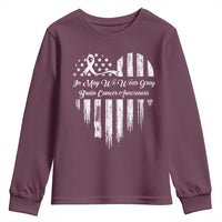 Brain Cancer Awareness Youth Sweatshirt In May We Wear Gray American Flag Heart
