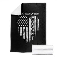 Brain Cancer Warrior Throw Blanket Fight Gray Ribbon American Flag Heart